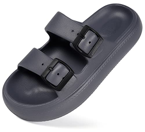 Badelatschen Damen Cozy Slides Original Schlappen Pantoletten Herren Rutschfeste Badeschlappen Weiche Grau,40/41 von Gaatpot