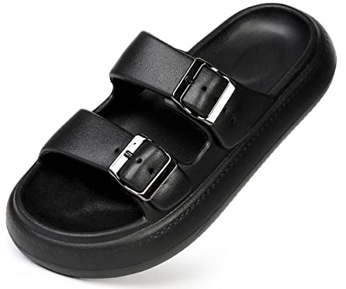 Badelatschen Damen Cozy Slides Original Schlappen Pantoletten Herren Rutschfeste Badeschlappen Weiche Schwarz,40/41 von Gaatpot