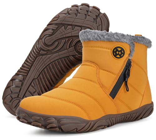 Barfußs Winterschuhe Damen Herren Stiefel Warm Gefüttert Schneestiefel Rutschfest Wasserdicht Zehenschuhe Boots Schuhe Gelb 41 von Gaatpot