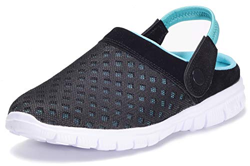 Clogs Herren Pantoletten Mesh Sabot Sommer Hausschuhe Damen Atmungsaktiv Gartenschuhe mit rutschfest Weiche Sohle Freizeit Sandalen,Blau,EU 40 von Gaatpot