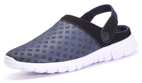 Clogs Herren Pantoletten Sommer Hausschuhe Atmungsaktiv Gartenschuhe mit Rutschfest Weiche Sohle Freizeit Sandalen,Dunkelblau,EU 42 von Gaatpot