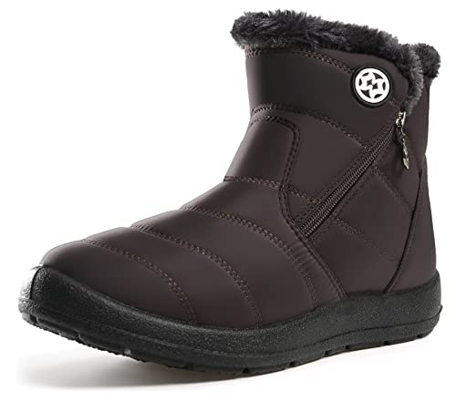 Damen Winterstiefel Wasserdicht Warm gefütterte Schneestiefel Winterschuhe Winter Kurzschaft Stiefel Boots Schuhe Coffee 41 von Gaatpot