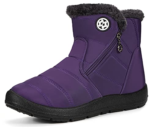 Damen Winterstiefel Wasserdicht Warm gefütterte Schneestiefel Winterschuhe Winter Kurzschaft Stiefel Boots Schuhe Violett 37 von Gaatpot