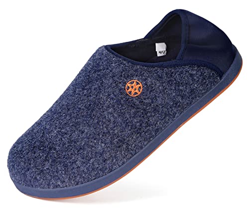 Gaatpot Filzpantoffeln Hausschuhe Herren Damen Warme Pantoffeln Winter Slipper rutschfeste Gummisohle,Blau,EU41 von Gaatpot