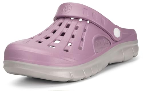 Gaatpot Clogs Damen Hausschuhe Sommer Pantoletten rutschfest Gartenschuhe,Hellviolett,260=40/41EU von Gaatpot