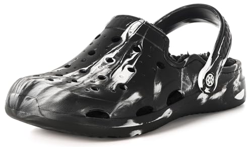 Gaatpot Clogs Gefüttert Herren Damen Hausschuhe Winter Warme Gefütter Pantoletten Slip-On Gartenschuhe Rutschfest Plüsch Schuhe Schwarz 41/42EU (260) von Gaatpot