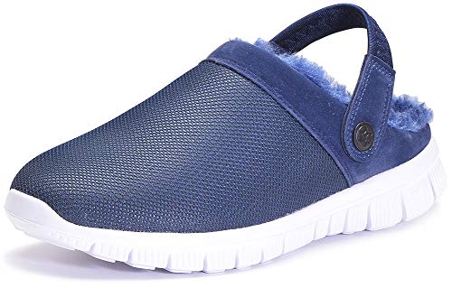 Gaatpot Damen Plüsch Warm Gefütterte Slippers Herren Winter Clogs Hausschuhe Freizeit Haus Pantoffeln Sports Outdoor Winterschuhe Dunkel Blau 36 EU von Gaatpot