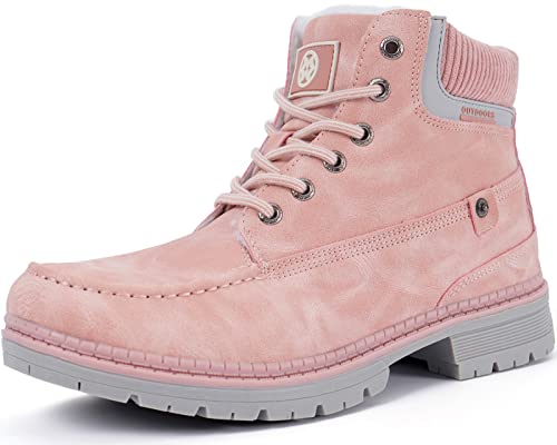 Gaatpot Damen Winterschuhe Warmfutter Gefüttert Schneestiefel Kurzschaft Stiefel Flache Rutschfest Trekkingschuhe Winter Schneeboot Pink 40EU von Gaatpot