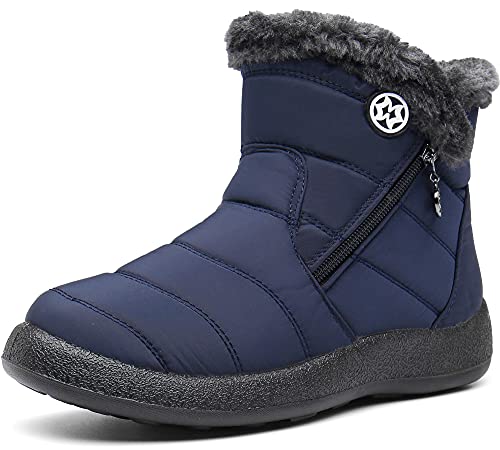 Damen Winterstiefel Wasserdicht Warm gefütterte Schneestiefel Winterschuhe Winter Kurzschaft Stiefel Boots Schuhe Blau (Navy) 42 von Gaatpot