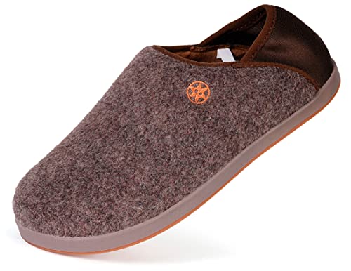 Gaatpot Filzpantoffeln Hausschuhe Herren Warme Pantoffeln Winter Slipper rutschfeste Gummisohle,Braun,EU43 von Gaatpot