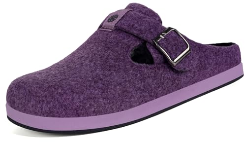 Gaatpot Hausschuhe Damen Pantoffeln Warme Filz Clogs Winter Slipper,Violett A,EU38 von Gaatpot