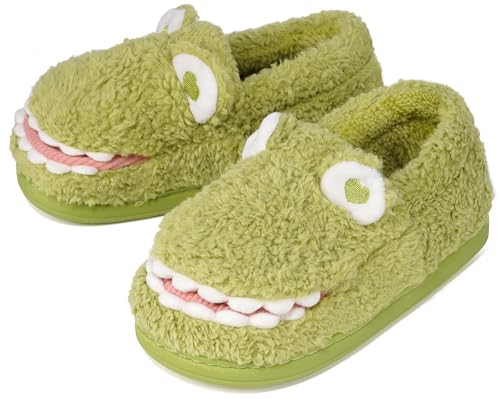 Gaatpot Hausschuhe Mädchen Jungen Pantoffeln Baumwoll Warme Plüsch Winter Kinder Weich and Comfy Slippers Schuhe Grün 14-15=22-23EU von Gaatpot