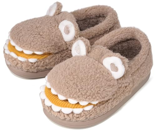 Gaatpot Hausschuhe Mädchen Jungen Pantoffeln Baumwoll Warme Plüsch Winter Kinder Weich and Comfy Slippers Schuhe Kaffee 200=28-29EU von Gaatpot