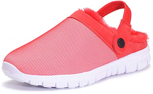 Gaatpot Damen Winter Freizeit Haus Pantoffeln Herren Winterschuhe Clogs Hausschuhe Sports Outdoor Plüsch Warm Gefütterte Slippers Rot 37 EU von Gaatpot