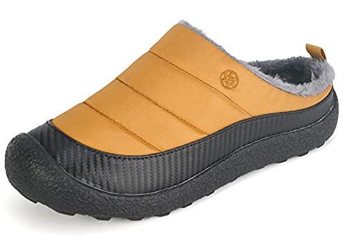 Gaatpot Herren Damen Winter Hausschuhe Plüsch Warm Gefütterte Wasser-Widerstand Slippers Freizeit Haus Pantoffeln Outdoor Winterschuhe Gelb-Neu 38EU von Gaatpot