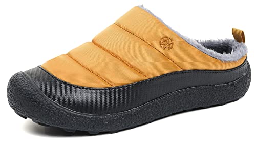 Gaatpot Herren Damen Winter Hausschuhe Plüsch Warm Gefütterte Wasser-Widerstand Slippers Freizeit Haus Pantoffeln Outdoor Winterschuhe Gelb-Neu 40EU von Gaatpot