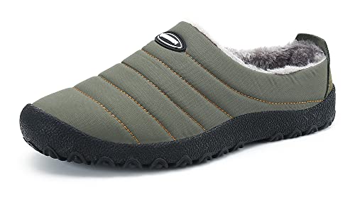 Gaatpot Herren Damen Winter Hausschuhe Plüsch Warm Gefütterte Wasser-Widerstand Slippers Freizeit Haus Pantoffeln Outdoor Winterschuhe Grün 36EU von Gaatpot