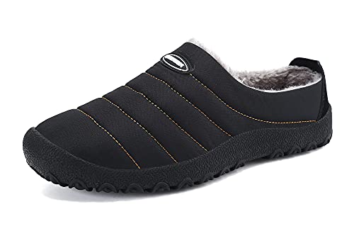 Gaatpot Herren Damen Winter Hausschuhe Plüsch Warm Gefütterte Wasser-Widerstand Slippers Freizeit Haus Pantoffeln Outdoor Winterschuhe Schwarz 36EU von Gaatpot