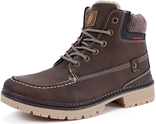 Gaatpot Herren Damen Winterschuhe Warmfutter Gefüttert Schneestiefel Kurzschaft Stiefel Flache rutschfest Trekkingschuhe Winter Schneeboot Dunkelbraun 40EU von Gaatpot