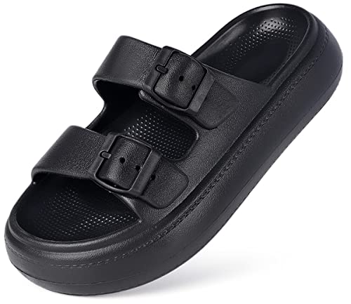 Gaatpot Kinder Badelatschen Jungen Sandalen Cozy Slides Schlappen Pantoletten Mädchen Weiche Badeschlappen Slippers rutschfeste Schwarz 27/28 EU von Gaatpot