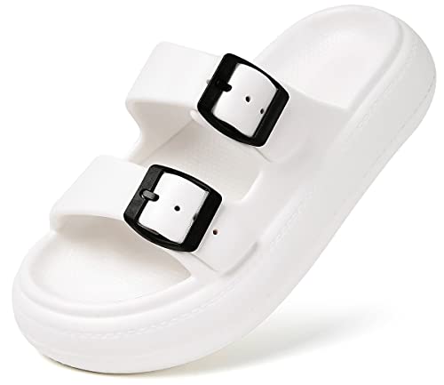 Gaatpot Kinder Badelatschen Jungen Sandalen Cozy Slides Schlappen Pantoletten Mädchen Weiche Badeschlappen Slippers rutschfeste Weiß 27/28 EU von Gaatpot