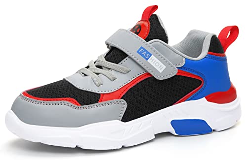 Gaatpot Turnschuhe Kinder Sportschuhe Laufschuhe Jungen Mädchen Sneakers Leicht Klettverschluss Tennisschuhe Atmungsaktiv Mesh Freizeit Schuhe Schwarz Rot#2 28 EU = 29 CN von Gaatpot