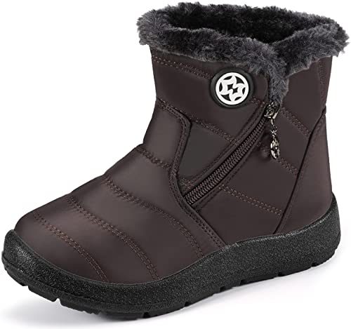 Kinder Winterschuhe Jungen Mädchen Winterstiefel Schneestiefel Wasserdicht Warm gefütterte Schlupfstiefel Schuhe Kaffee#2 33 EU/34 CN von Gaatpot