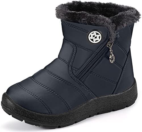 Kinder Winterschuhe Jungen Mädchen Winterstiefel Schneestiefel Wasserdicht Warm gefütterte Schlupfstiefel Schuhe Blau#2 31.5 EU/32 CN von Gaatpot