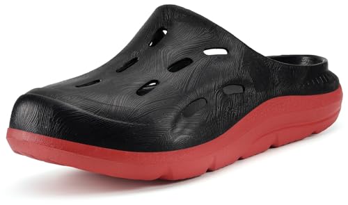 Gaatpot Recovery Clogs Pantoletten Herren Gartenschuhe Damen Dicke Hausschuhe Sandalen mit Fußgewölbestütze Orthopädische Strand Clogs Schuhe, Schwarz/Rot, 38/39 EU, Tag 250 von Gaatpot