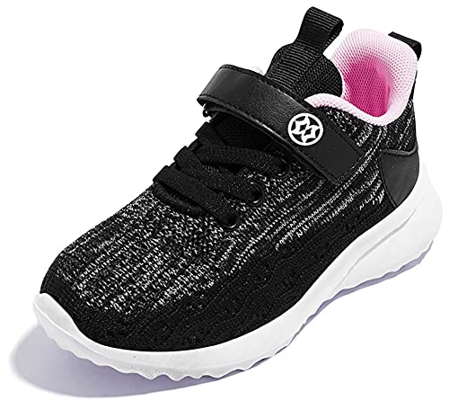 Gaatpot Turnschuhe Sneaker für Mädchen Sportschuhe Laufschuhe Hallenschuhe Kinder Atmungsaktiv Outdoor Freizeit Klettverschluss Schuhe Schwarz&Pink 26 EU von Gaatpot