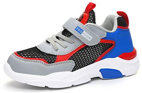 Gaatpot Turnschuhe Kinder Sportschuhe Laufschuhe Jungen Mädchen Sneakers Leicht Klettverschluss Tennisschuhe Atmungsaktiv Mesh Freizeit Schuhe Schwarz Rot 31 EU = 32 CN von Gaatpot