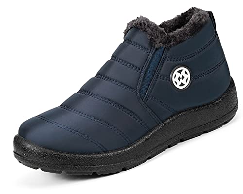 Gaatpot Winterschuhe Damen Winterstiefel Wasserdicht Stiefel Herren Warm Schuhe Winter Stiefeletten Blau Gr.39 von Gaatpot