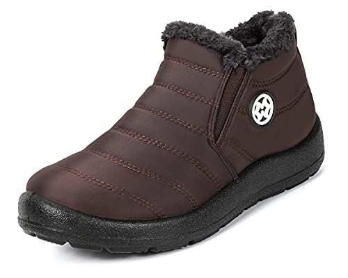 Gaatpot Winterschuhe Damen Winterstiefel Wasserdicht Stiefel Herren Warm Schuhe Winter Stiefeletten Braun Gr.40 von Gaatpot