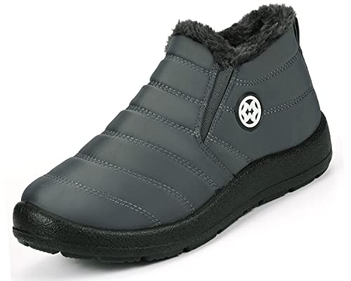 Gaatpot Winterschuhe Damen Winterstiefel Wasserdicht Stiefel Warm Schuhe Winter Stiefeletten Dunkelgrau Gr.37 von Gaatpot