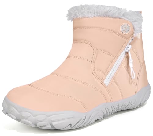 Gaatpot Winterschuhe Mädchen Schneestiefel Wasserdichte Barfußschuhe Warm Gefütterte,Electric Pink,EU31 von Gaatpot