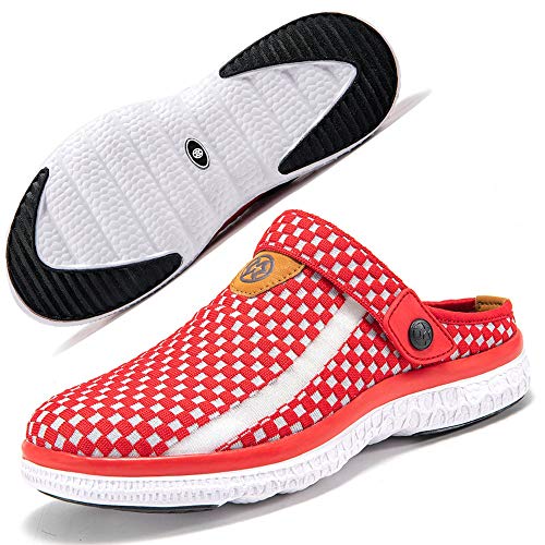 Hausschuhe Clogs Damen Pantoletten Gartenschuhe Mesh Atmungsaktiv Pantoffeln Slip on Sommer Freizeit Beach Slippers Schuhe Rot 39 von Gaatpot