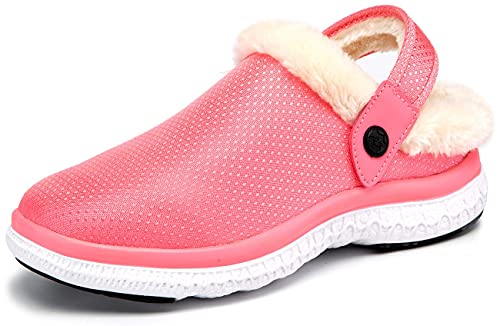 Gaatpot Hausschuhe Winter Warm Clogs Gefüttert Damen Plüsch Pantoletten Gartenschuhe Winterschuhe Outdoor rutschfest Slippers Schuhe Rosa 44 von Gaatpot