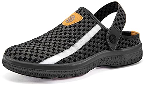 Hausschuhe Herren Clogs Damen Sommer Gartenschuhe Pantoletten Pantoffeln Atmungsaktiv Slip on Sandalen Freizeit Strand Schuhe Schwarz 37 von Gaatpot