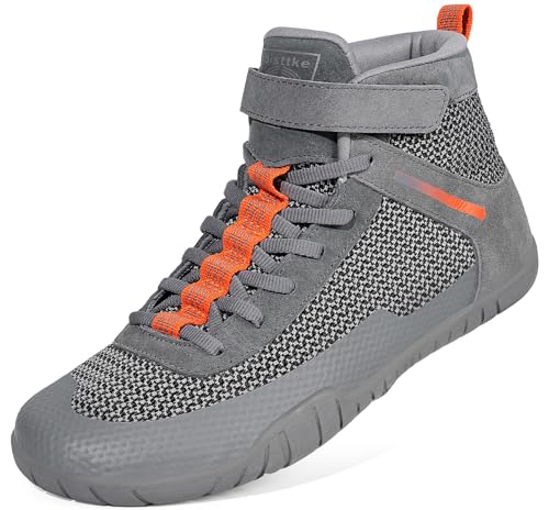 Herren Barfuß Minimalistische Schuhe High Top Wide Fitness Cross-Trainer Zero Drop Sohle, GRAU, 12.5 Wide von Gaatpot