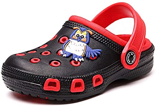 Kinder Clogs Pantoletten Gartenschuhe Mädchen Jungen Sandalen Hausschuhe Slip On Gartenclogs Outdoor Flach Geschlossene Strand Sandale Schuhe Sommer Schwarz(Red) 26 EU / 27 CN von Gaatpot