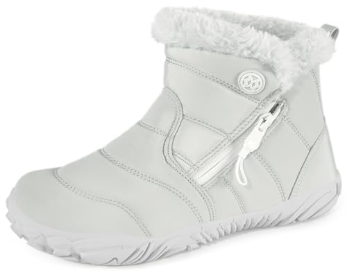 Schneestiefel Mädchen Winterstiefel Wasserdichte Stiefel Warm Gefütterte Kinderstiefel Zip,Beige A,EU29 von Gaatpot