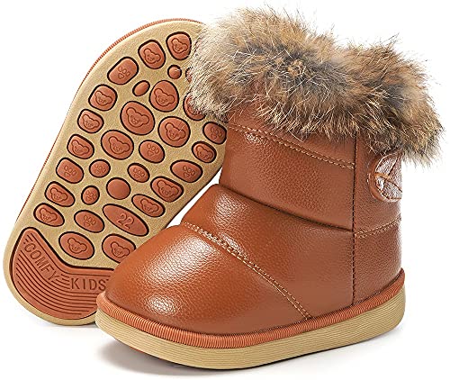 Schneestiefel Mädchen Jungen Wärme Gefütterte Stiefeletten Wasserdichte Winterschuhe Schlupfstiefel Rutschfest Stiefel für Kinder Braun 20 EU =21CN von Gaatpot