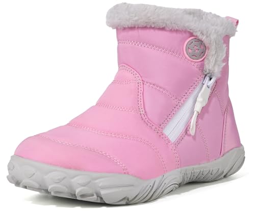 Schneestiefel Mädchen Winterstiefel Wasserdichte Stiefel Warm Gefütterte Kinderstiefel Zip,Rosa,EU35 von Gaatpot