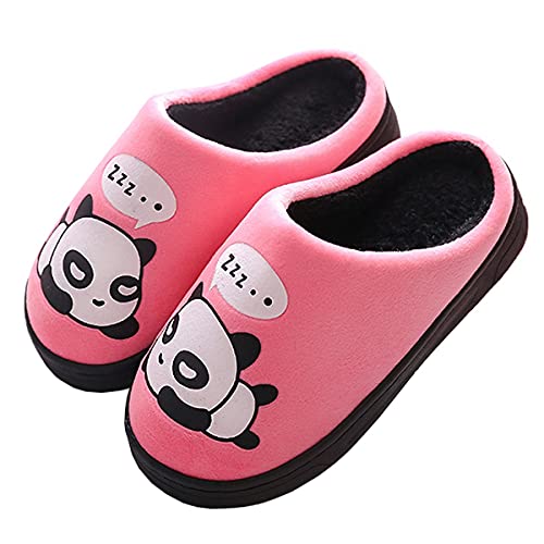 Winter Pantoffeln Damen Herren Warme Plüsch Hausschuhe Mädchen Jungen Home Rutschfeste Cartoon Panda Slippers Pink 27/28 EU = 28/29 CN(190/200) von Gaatpot