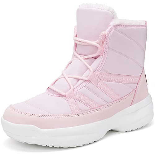 Gaatpot Winterschuhe Damen Warmfutter Winterstiefel Schneestiefel Kurze Mädchen Stiefelette Stiefelchen Rutschfest Winter Schuhe Stiefel Rosa EU41 von Gaatpot