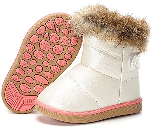 Winterschuhe Mädchen Jungen Warmer Stiefel Baby Gefütterte Stiefelchen Stiefelette Wasserdichte Kinderstiefel Weichsohlen Schneestiefeln Weiß 20 EU =21CN von Gaatpot