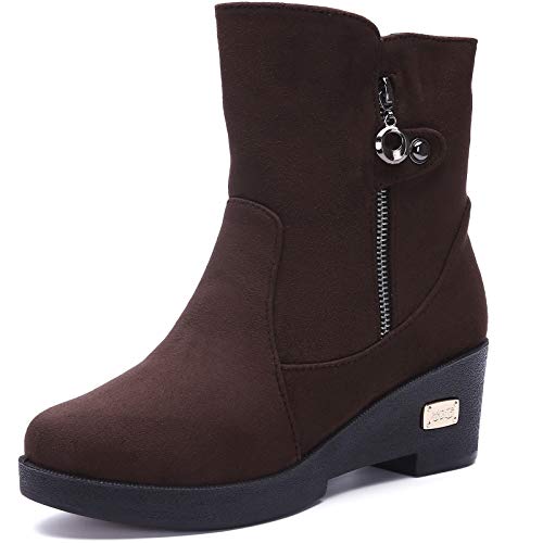 Winterstiefel Damen Schneestiefe Winterschuhe Warme Gefüttert Stiefelette Schlupfstiefel Reißverschluss Kurzschaft Stiefel Boots Schuhe Kaffee EU35=CN35 (225) von Gaatpot