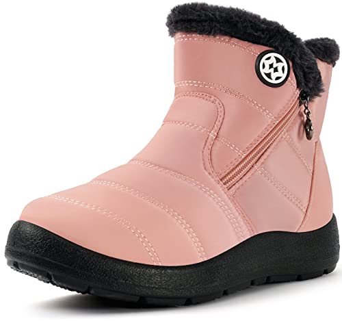 Gaatpot Winterstiefel Damen Winterschuhe Wasserdicht Warm gefütterte Schneestiefel Winter Kurzschaft Stiefel Boots Pink 38 von Gaatpot