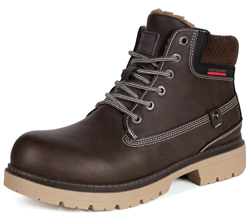 Winterstiefel Herren Winterschuhe Damen Warm Gefütterte Stiefeletten Wasserdicht Boots,Dunkelbraun D,EU42 von Gaatpot