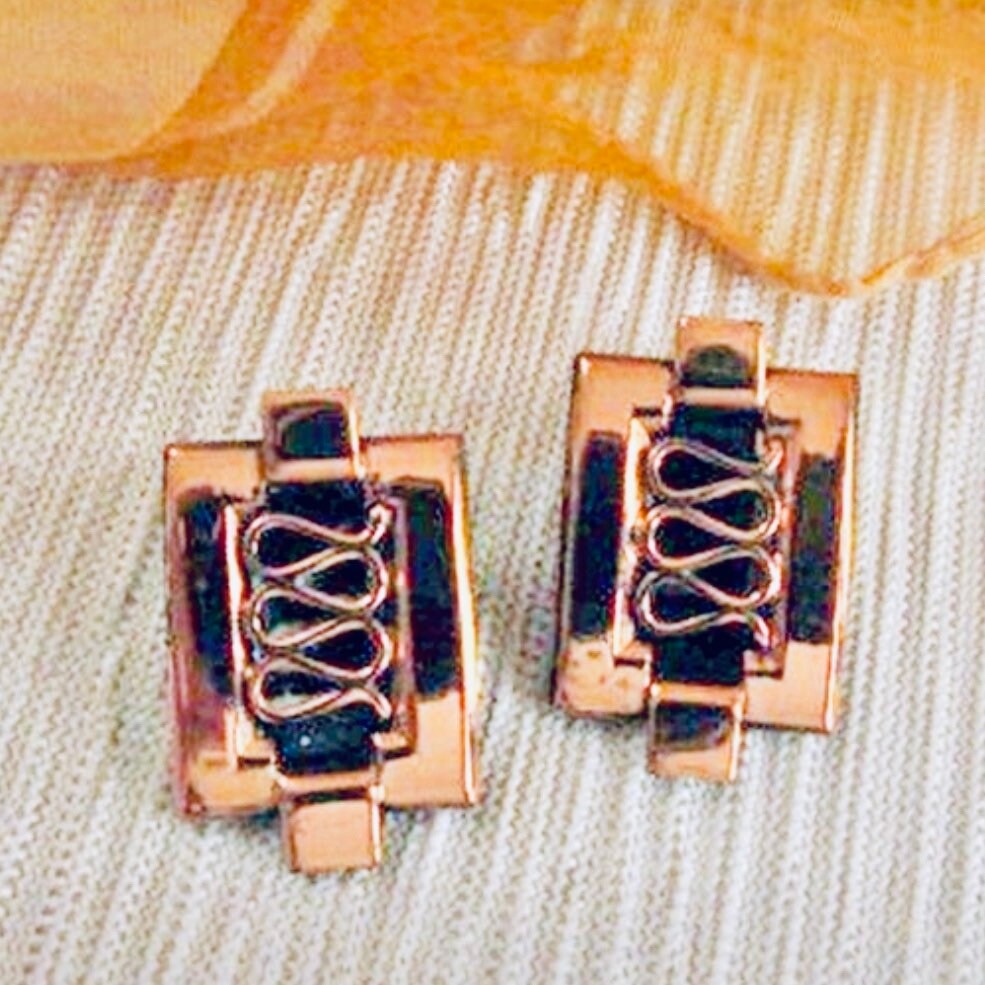 Kupfer Ohrringe, Modern Abstrakt, Art Deco, Clip Style, Vintage 60Er 70Er Kupfer Ohrringe, Modern Abstrakt, Art Deco, Clip Style, Vintage 60Er 70Er von GabAboutVintage